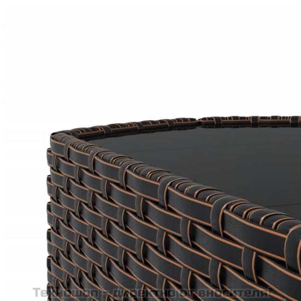 Градински комплект с възглавници, 3 части, кафяв, полиратан