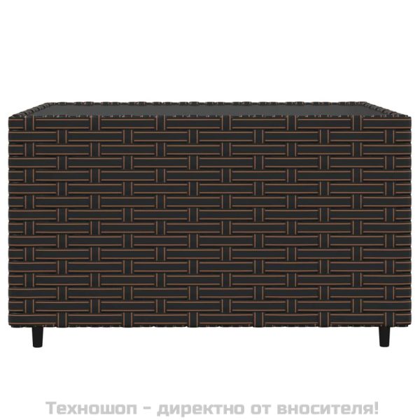 Градински комплект с възглавници, 3 части, кафяв, полиратан