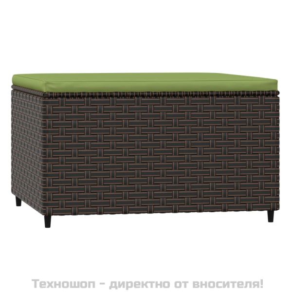 Градински табуретки с възглавници, 2 бр, кафяв полиратан