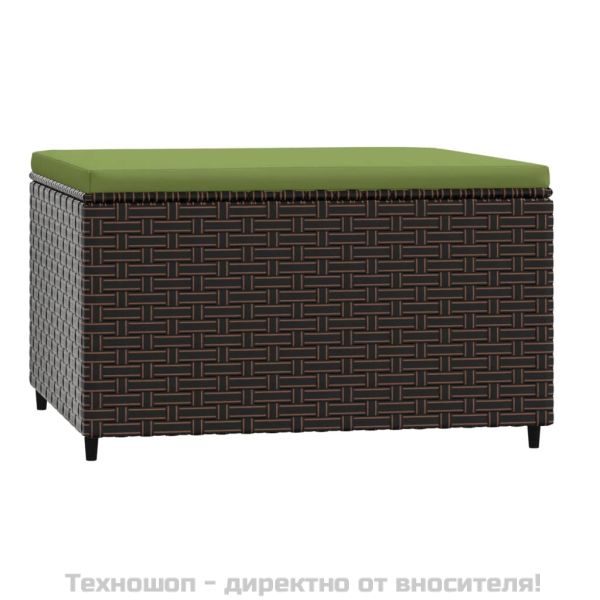 Градински табуретки с възглавници, 2 бр, кафяв полиратан