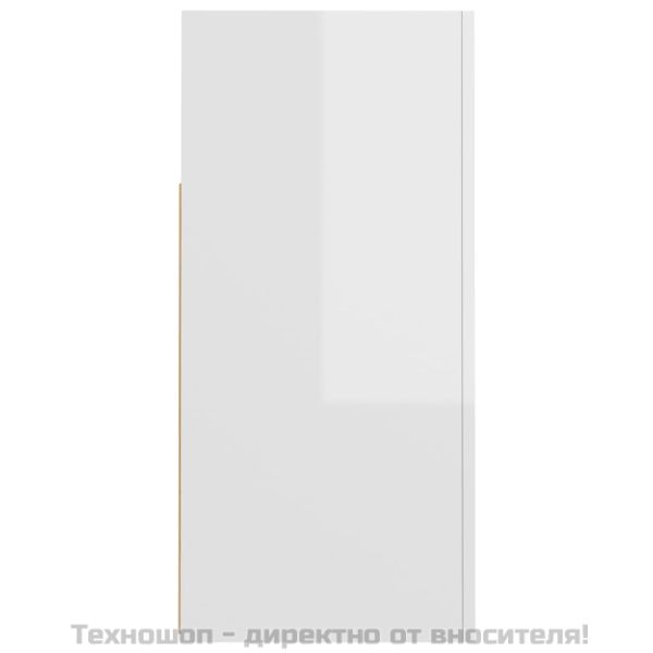 Сайдборд с LED светлини, бял гланц, 80x35x75 см