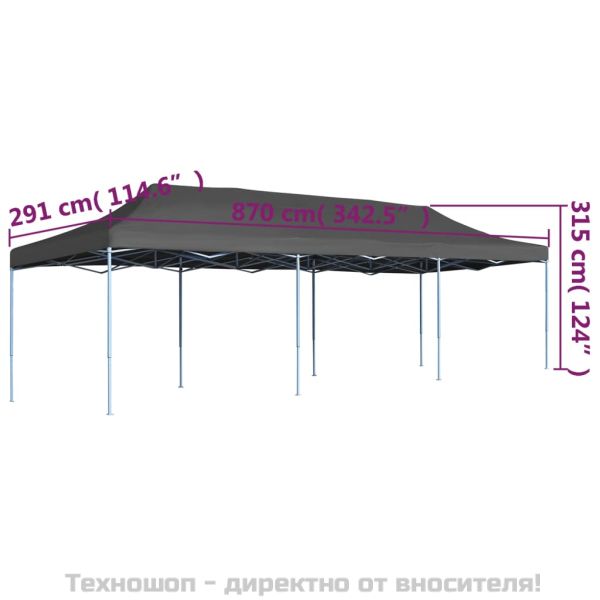 Сгъваема парти шатра, 3x9 м, антрацит