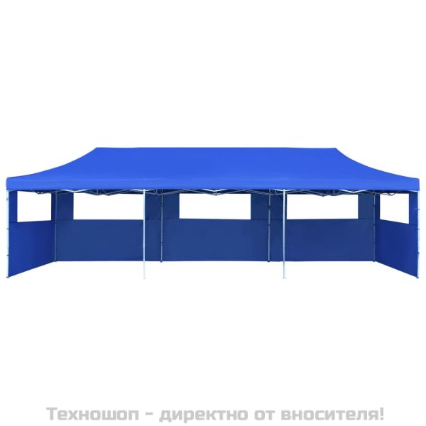 Сгъваема шатра с 5 странични стени, 3x9 м, синя