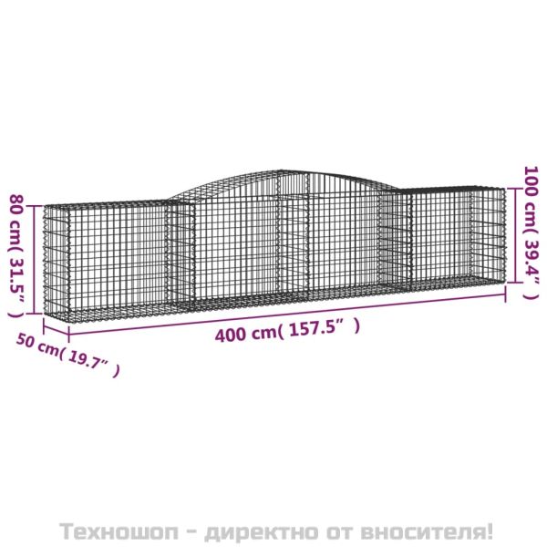 Габионни кошници арка 4 бр 400x50x80/100 см поцинковано желязо