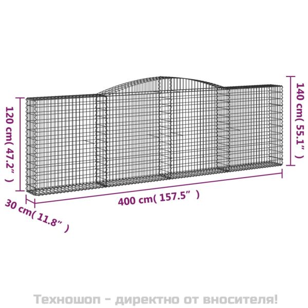 Габионни кошници арка 7 бр 400x30x120/140 см поцинковано желязо
