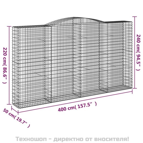 Габионни кошници арка 3 бр 400x50x220/240 см поцинковано желязо