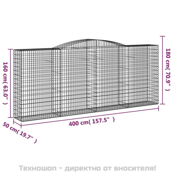 Габионни кошници арка 9 бр 400x50x160/180 см поцинковано желязо