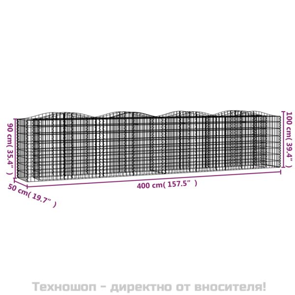 Извит габион повдигната леха 400x50x100 см поцинковано желязо