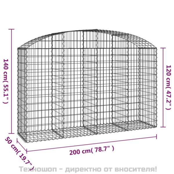 Дъговидна габионна кошница 200x50x120/140 см поцинковано желязо
