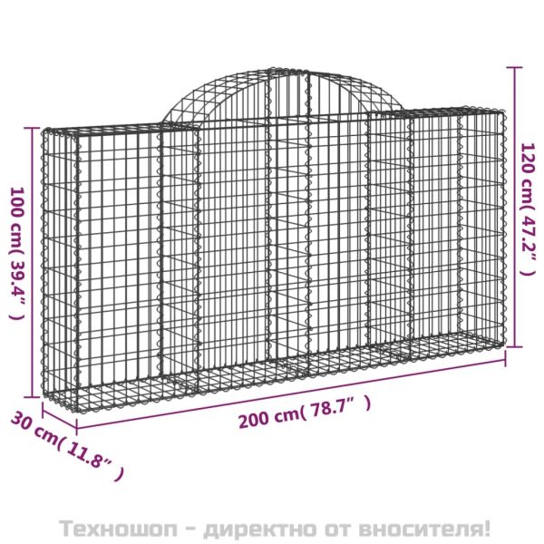 Дъговидна габионна кошница 200x30x100/120 см поцинковано желязо