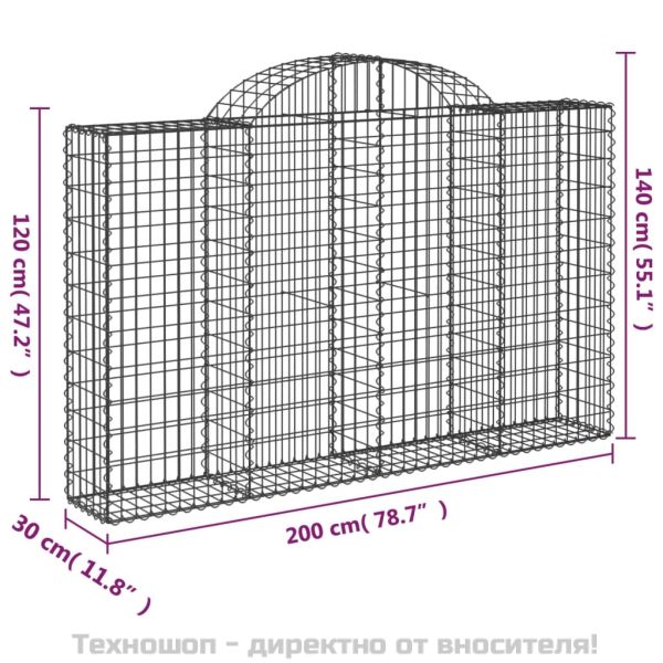 Дъговидна габионна кошница 200x30x120/140 см поцинковано желязо