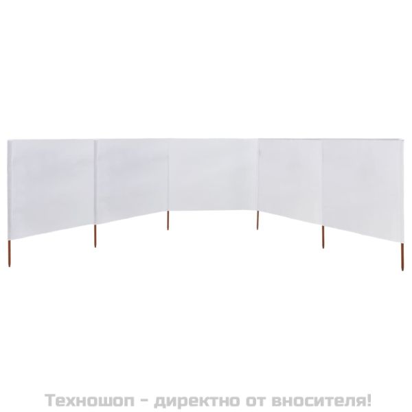 Параван против вятър от 5 панела текстил 600x160 см пясъчнобял