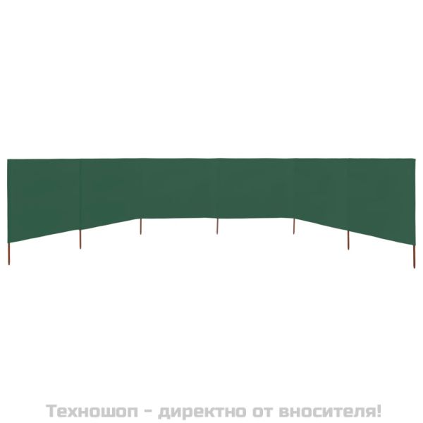 Параван против вятър от 6 панела, текстил, 800x160 см, зелен