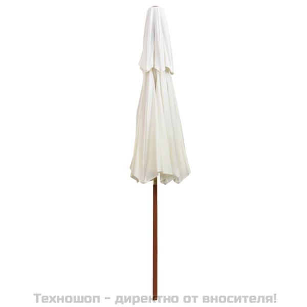 Чадър с двоен покрив, 270x270 см, дървен прът, кремавобял