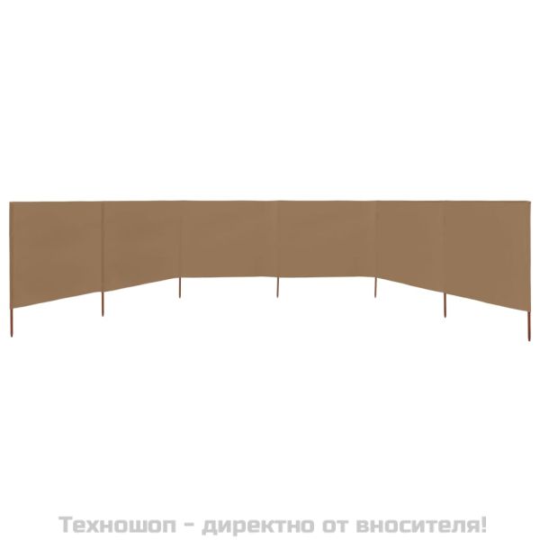 Параван против вятър от 6 панела, текстил, 800x160 см, таупе