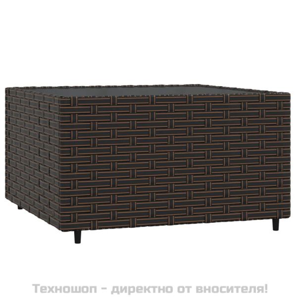 Градински комплект с възглавници, 4 части, кафяв, полиратан