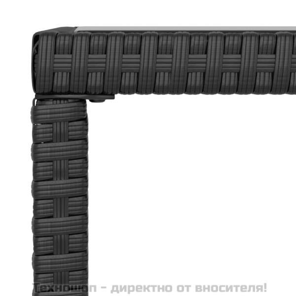 Градински лаундж комплект с възглавници 4 части черен полиратан