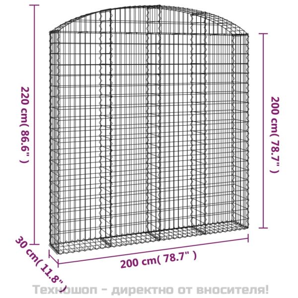 Дъговидна габионна кошница 200x30x200/220 см поцинковано желязо