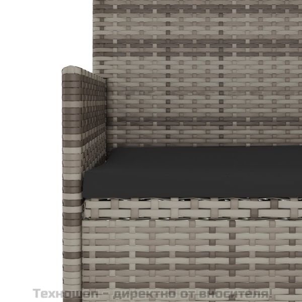 Градински лаундж комплект с възглавници 4 части сив полиратан