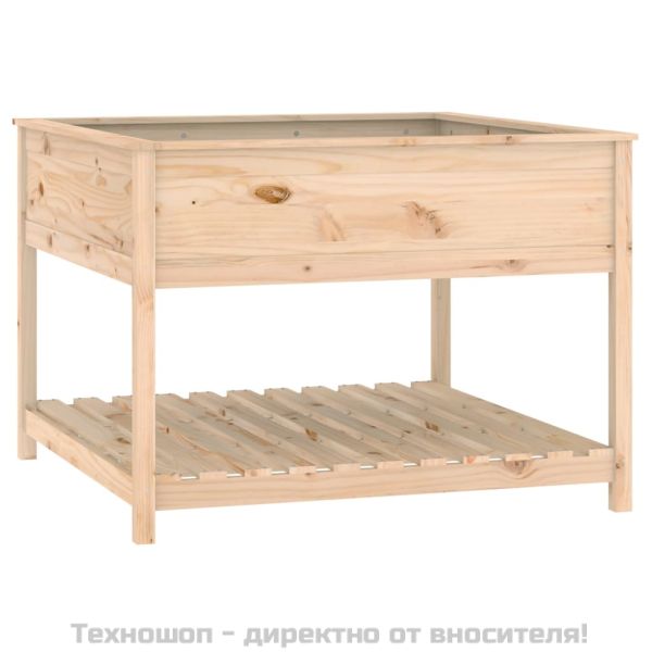 Плантер с рафт, 111,5x111,5x81 см, борово дърво масив