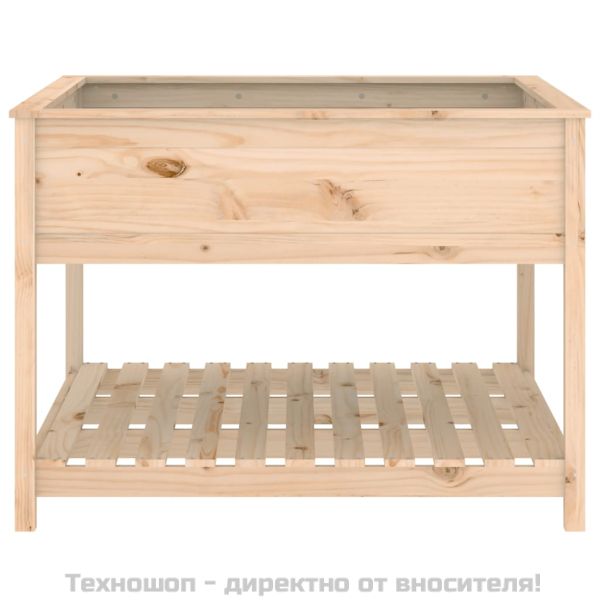Плантер с рафт, 111,5x111,5x81 см, борово дърво масив