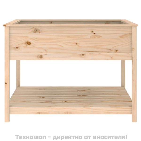 Плантер с рафт, 111,5x111,5x81 см, борово дърво масив