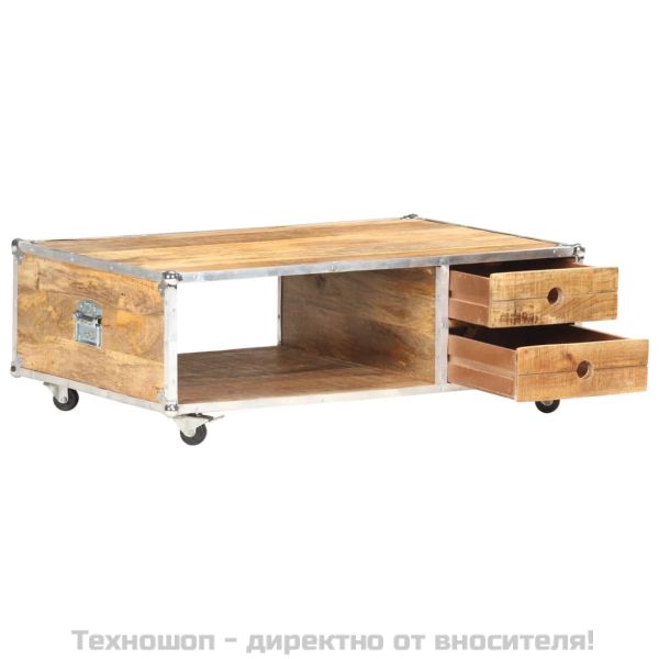 Маса за кафе, 89x59x33 см, грубо мангово дърво масив