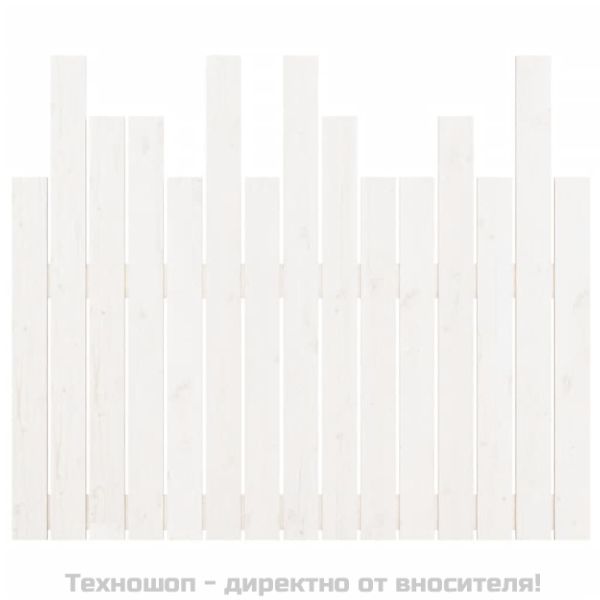 Стенна табла за спалня бяла 95,5x3x80 см борово дърво масив