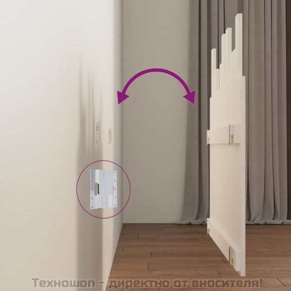 Стенна табла за спалня бяла 95,5x3x80 см борово дърво масив