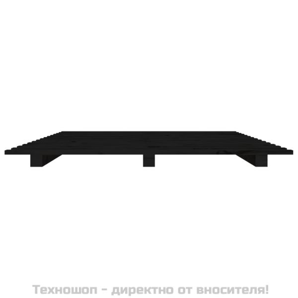 Рамка за легло, черна, бор масив, 135x190 см