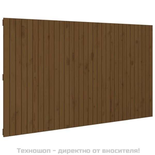 Стенна табла за спалня, меденокафява, 204x3x110 см, бор масив