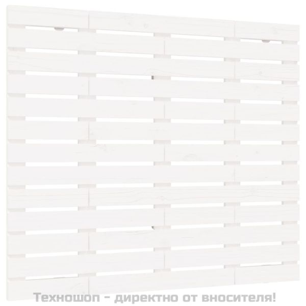 Стенна табла за спалня, бяла, 141x3x91,5 см, борово дърво масив