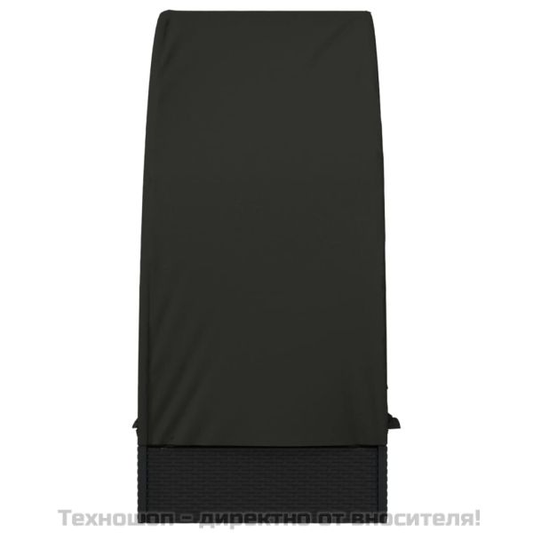 Шезлонг с объл покрив черен 211x57x140 см полиратан