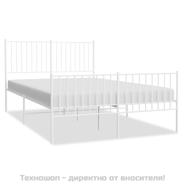 Метална рамка за легло с горна и долна табла, бяла, 140x190 см