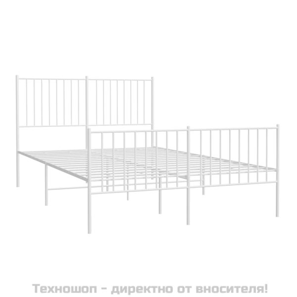 Метална рамка за легло с горна и долна табла, бяла, 140x190 см
