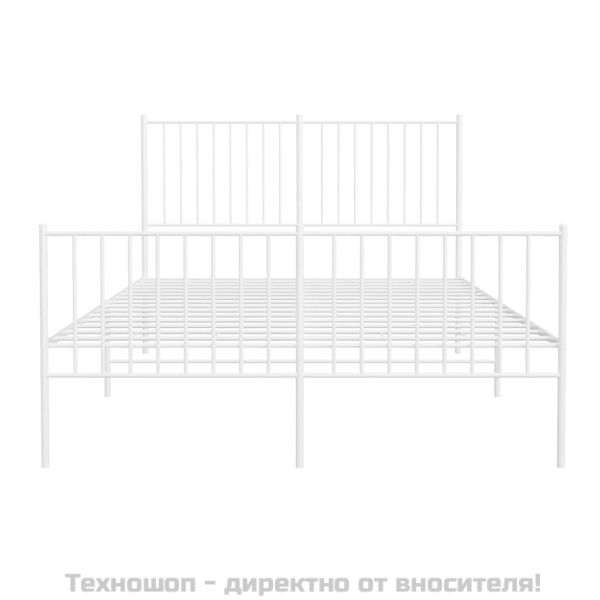 Метална рамка за легло с горна и долна табла, бяла, 140x190 см