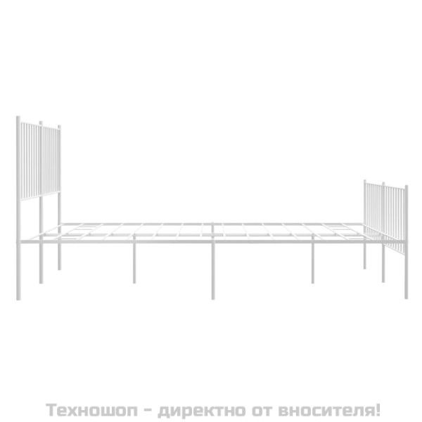 Метална рамка за легло с горна и долна табла, бяла, 140x190 см