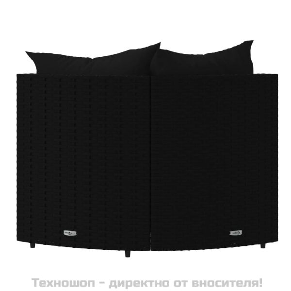 Градински ъглови дивани с възглавници, 2 бр, черни, полиратан