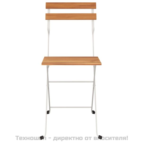 Сгъваеми бистро столове, 6 бр, акация масив и стомана