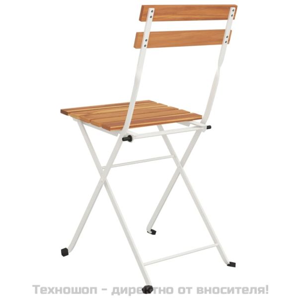 Сгъваеми бистро столове, 6 бр, акация масив и стомана