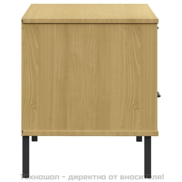 ТВ шкаф с метални крака, кафяв, бор масив, OSLO