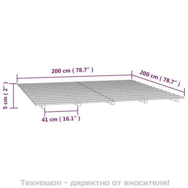 Рамка за легло, бяла, 200x200 см, бор масив