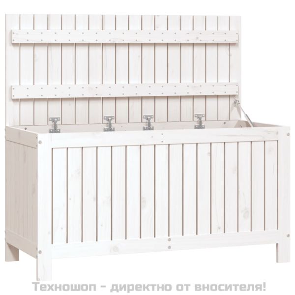 Градинска кутия за съхранение, бяла, 115x49x60 см, бор масив