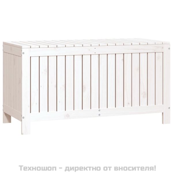 Градинска кутия за съхранение, бяла, 115x49x60 см, бор масив