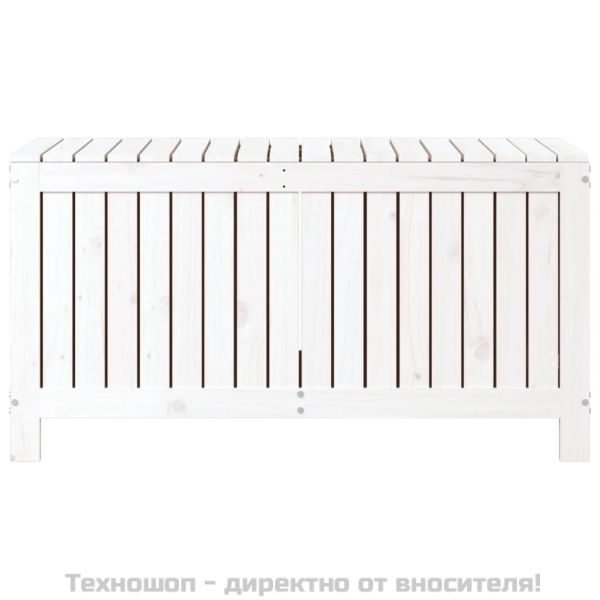 Градинска кутия за съхранение, бяла, 115x49x60 см, бор масив