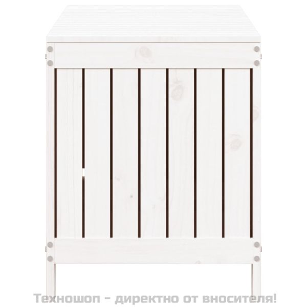 Градинска кутия за съхранение, бяла, 115x49x60 см, бор масив