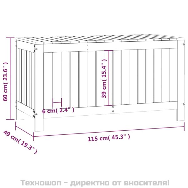 Градинска кутия за съхранение, бяла, 115x49x60 см, бор масив