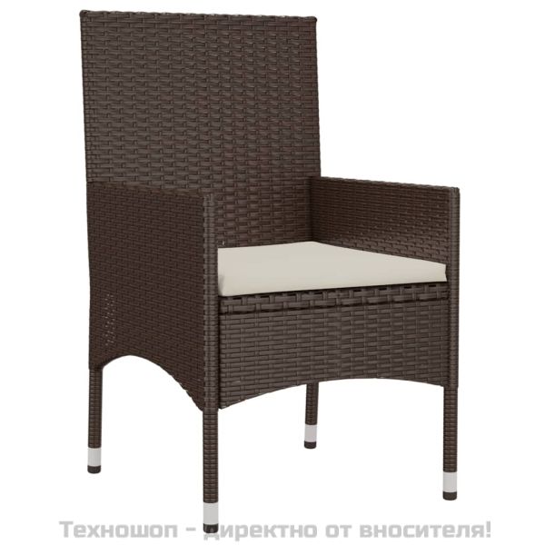 Градински комплект с възглавници, 4 части, кафяв, полиратан