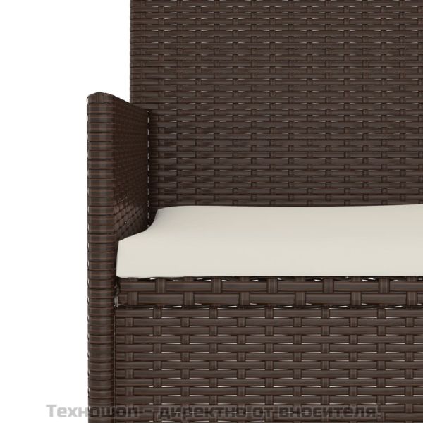 Градински комплект с възглавници, 4 части, кафяв, полиратан