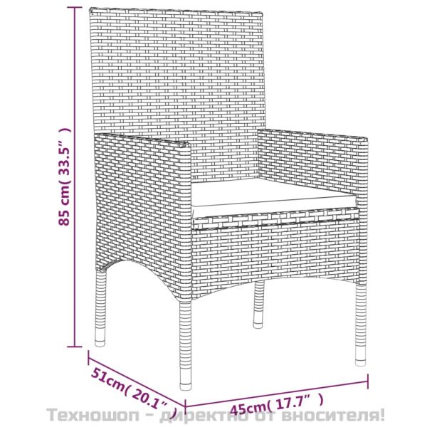 Градински комплект с възглавници, 4 части, кафяв, полиратан